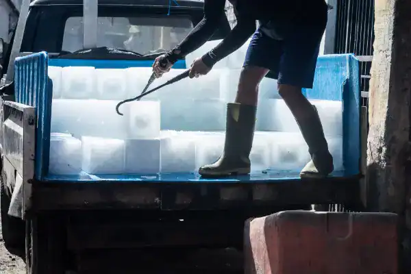 An ice delivery truck