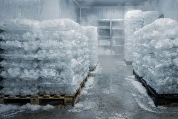 Bagged ice in the freezer