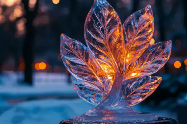 An ice sulpture at night