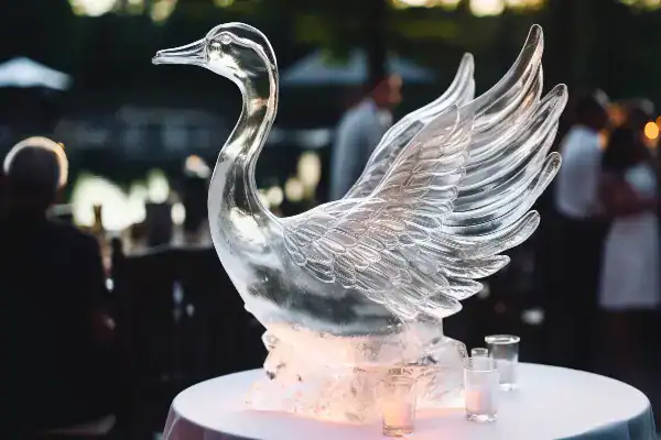 An ice sulpture swan