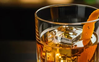 Clear ice cubes in a drink