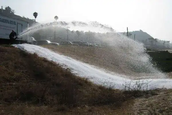 Snow production on a hillside