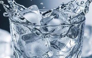 A glass of clear ice