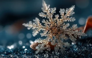 A magnified snowflake