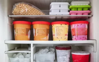 Ice in a freezer