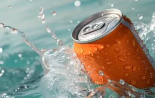 A soda can in ice water